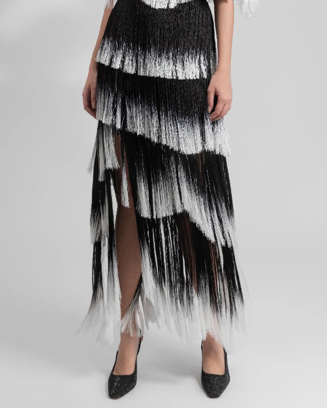 Long Asymmetrical Tassels Skirt