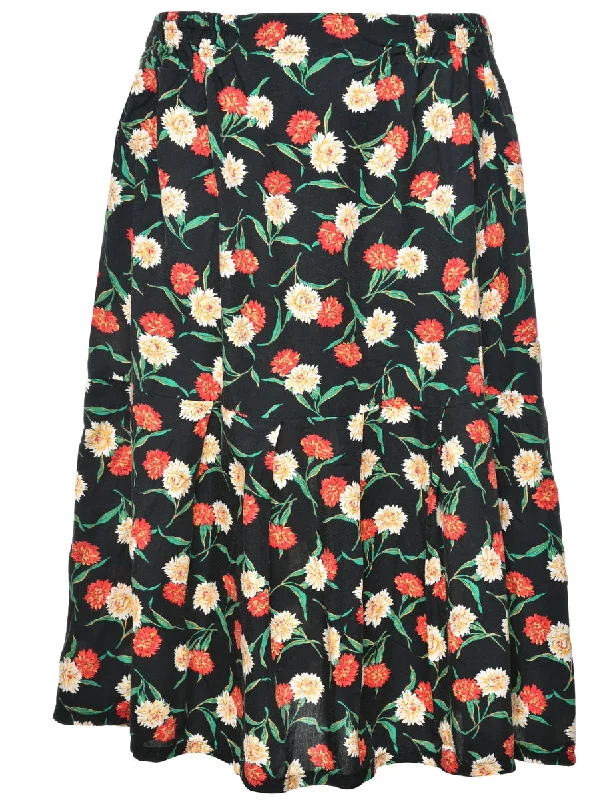 Floral Print Skirt - M