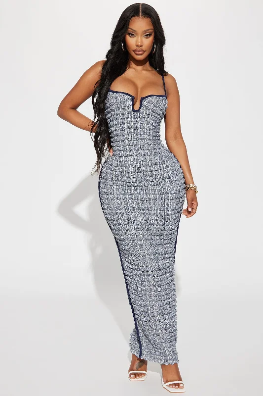 Havanna Textured Maxi Dress - Navy